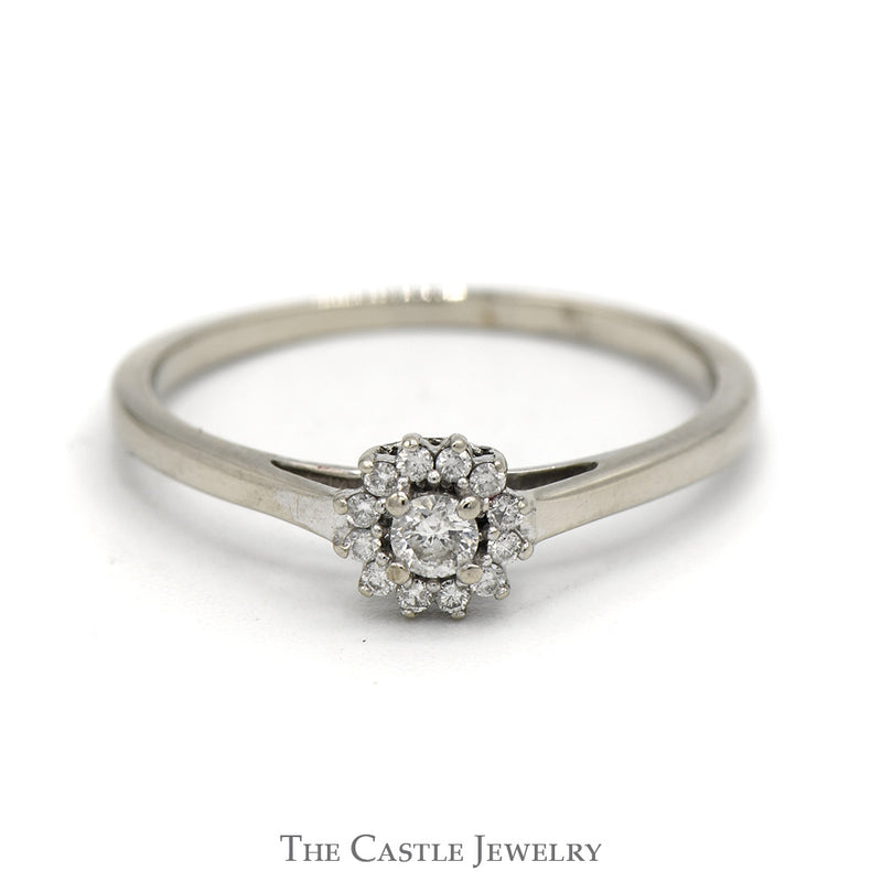 .15cttw Flower Shaped Diamond Cluster Ring in 10k White Gold