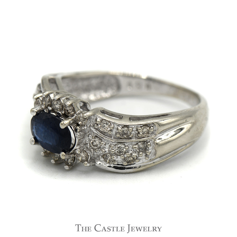 Oval Sapphire Ring in .33cttw RBC Diamond Accented Mounting