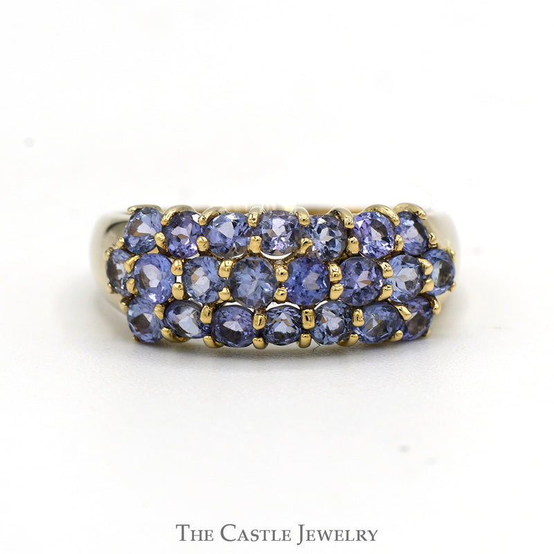 Round Tanzanite Cluster Ring in 14k Yellow Gold