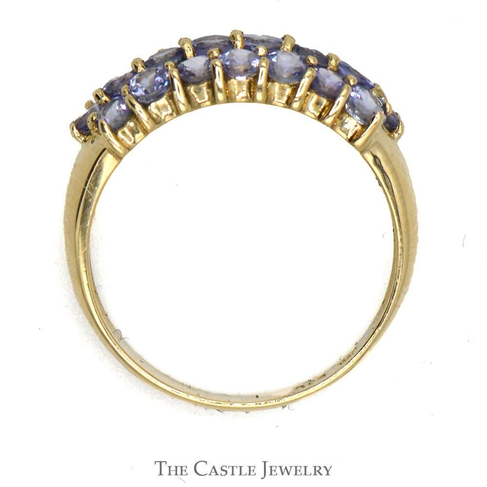 Round Tanzanite Cluster Ring in 14k Yellow Gold
