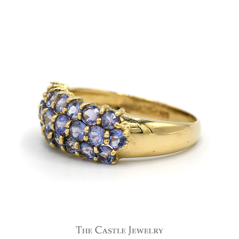 Round Tanzanite Cluster Ring in 14k Yellow Gold