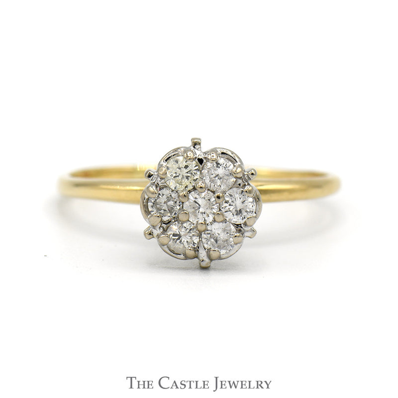 1/2cttw 7 Diamond Cluster Ring in 14k Yellow Gold
