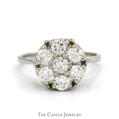 1.75cttw Round 7 Diamond Cluster Ring in 10k White Gold