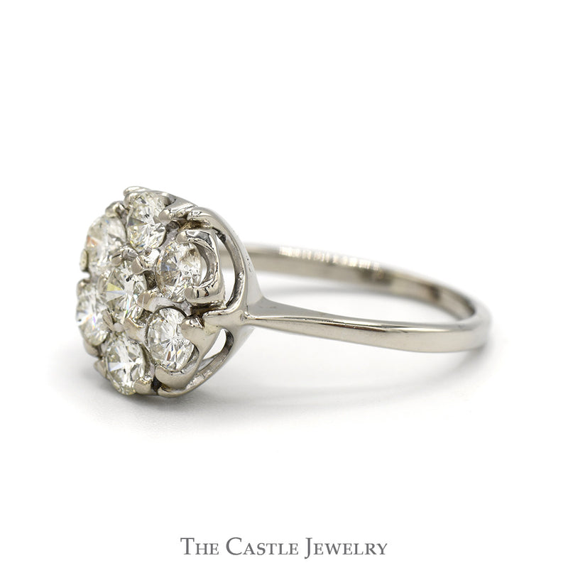 1.75cttw Round 7 Diamond Cluster Ring in 10k White Gold