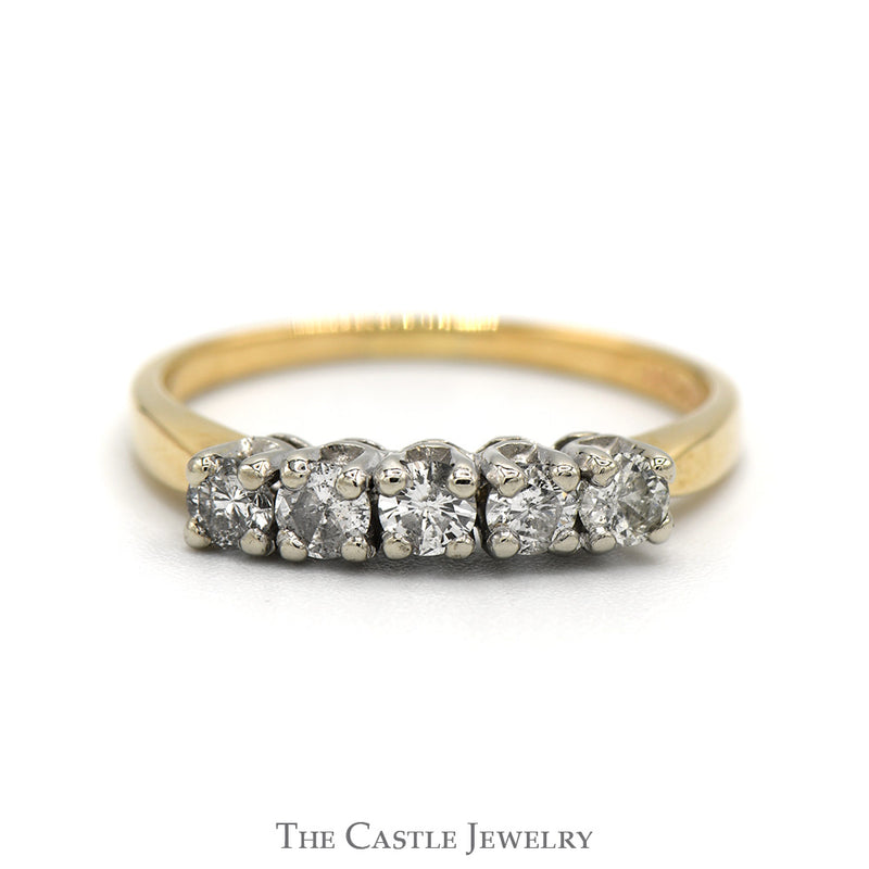 .38cttw 5 Prong Set Diamond Wedding Band in 14k Yellow Gold