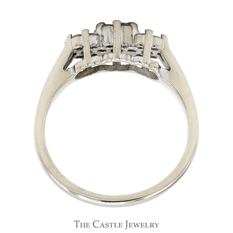 1/2cttw Triple Round Diamond Cluster Ring in 14k White Gold