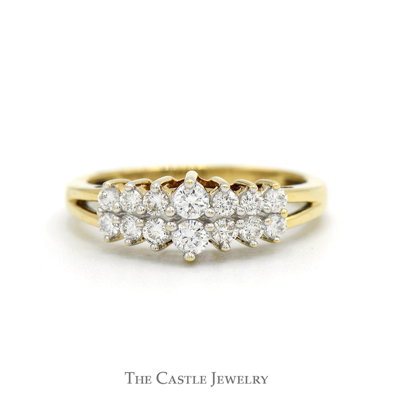 Lab Grown Diamond Cluster Wedding/Anniversary Band in 10k Yellow Gold