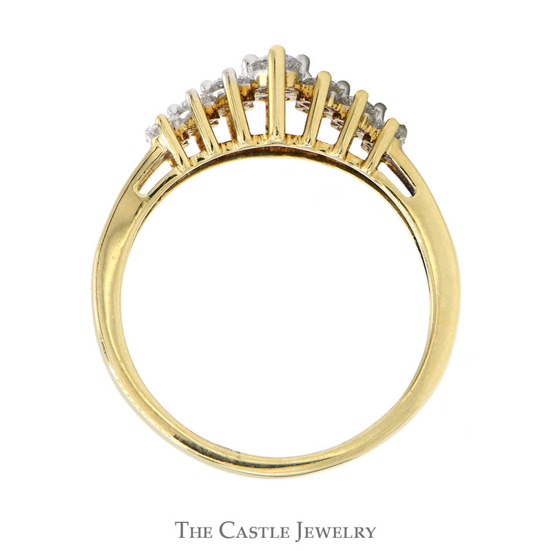 Lab Grown Diamond Cluster Wedding/Anniversary Band in 10k Yellow Gold