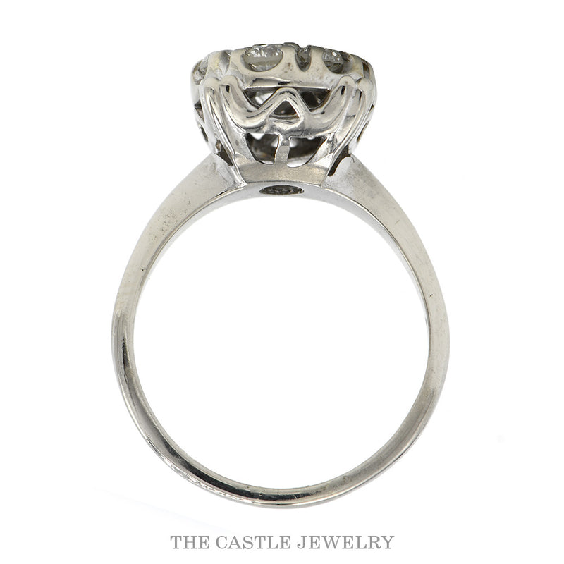 .85cttw Round Brilliant Cut Diamond Cluster Ring in 14k White Gold