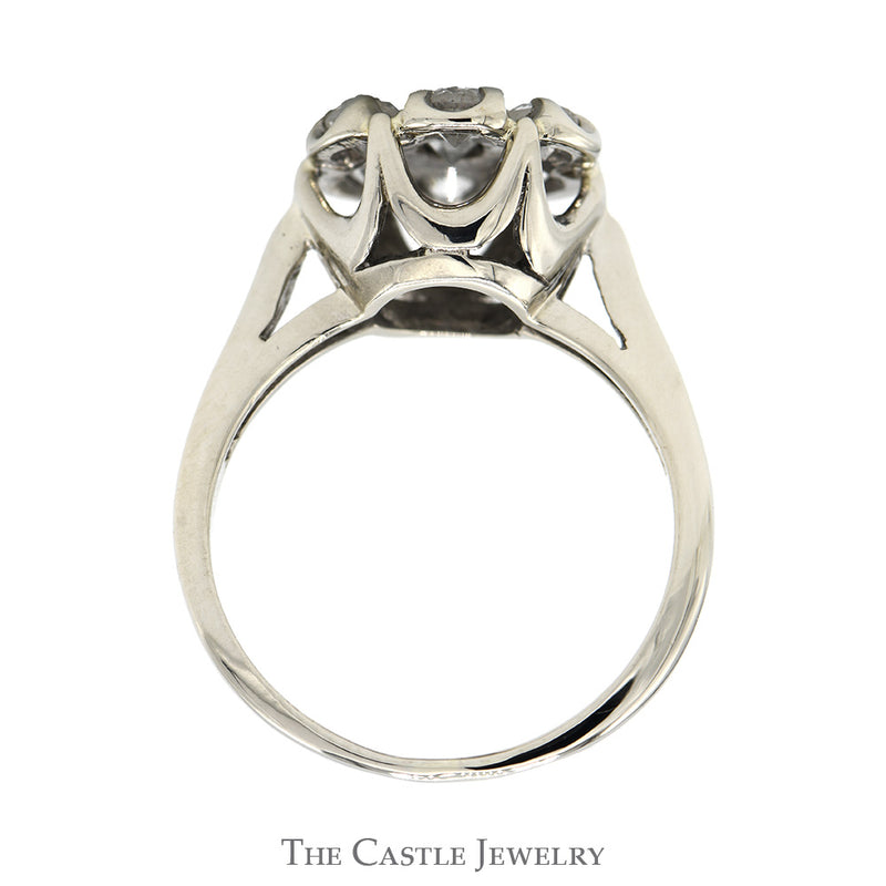 3/4cttw 7 Round Diamond Cluster Ring in 14k White Gold