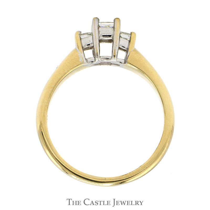 1/2cttw Three Stone Princess Cut Diamond Engagement Ring in 14k Yellow Gold