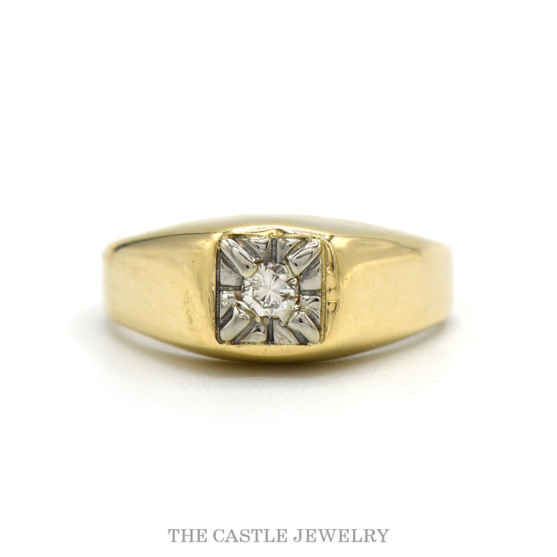14k yellow gold 0.15ct diamond illusion solitaire ring — top view