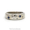 Star Designed Round Sapphire Band in 18k White Gold