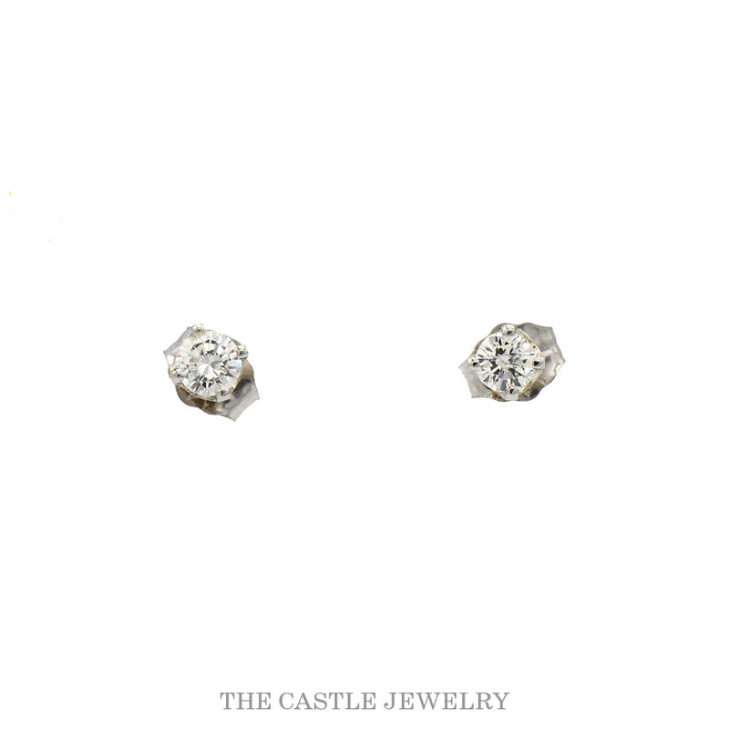 1/4cttw Round Diamond Stud Earrings in 10k White Gold with Butterfly Pushbacks