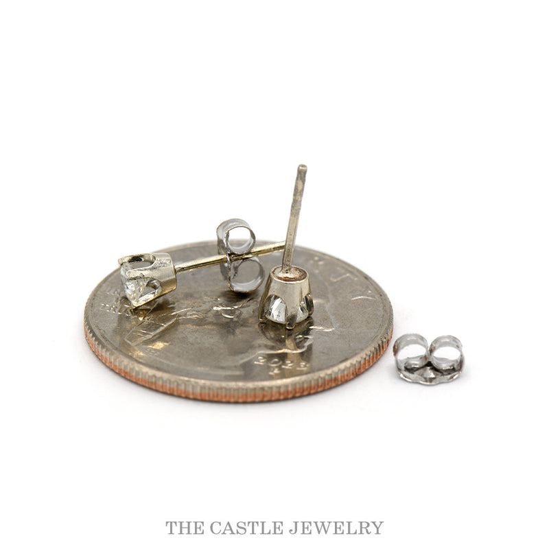 1/4cttw Round Diamond Stud Earrings in 10k White Gold with Butterfly Pushbacks