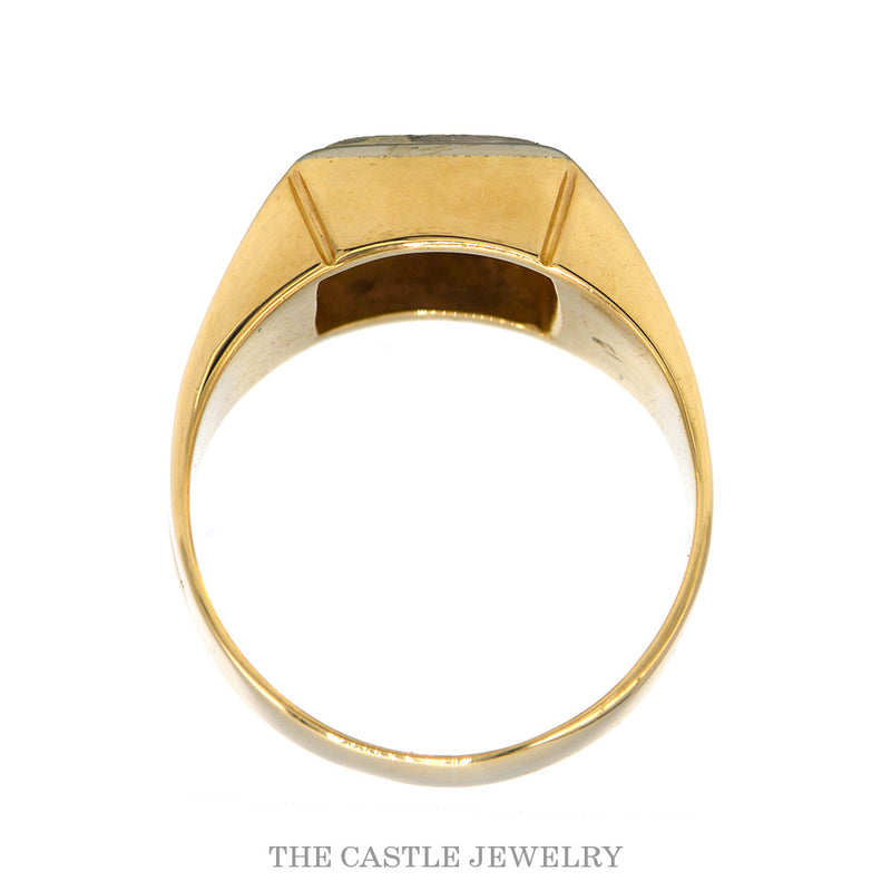 Round Garnet Solitaire Ring in Open Concaved Setting in 14k Yellow Gold