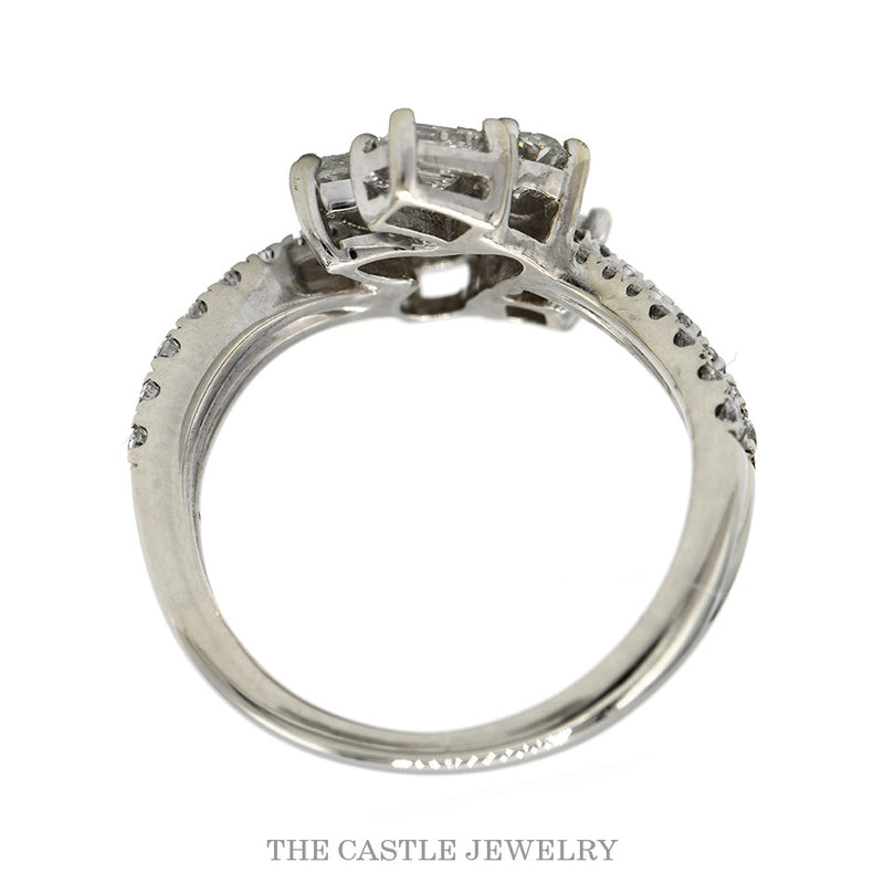 Multi Shaped Diamond Cluster Ring with Accented Split Sides in 10k White Gold
