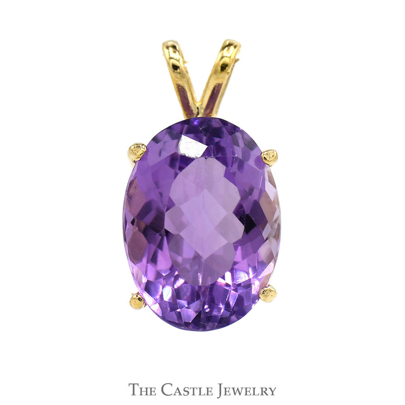 Oval Cut Amethyst Pendant in 14k Yellow Gold
