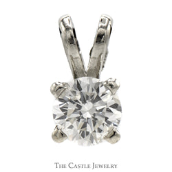 .38ct Round Brilliant Cut Diamond Solitaire in 14k White Gold Basket Mounting with Split Bail