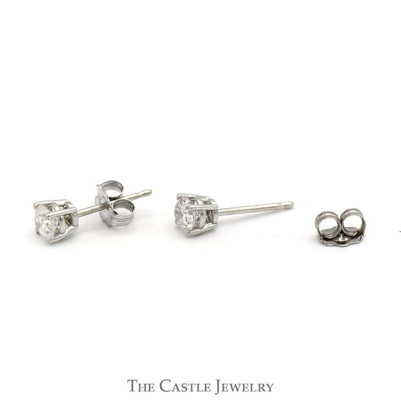 1/2cttw Round Brilliant Cut Diamond Stud Earrings in 14k White Gold
