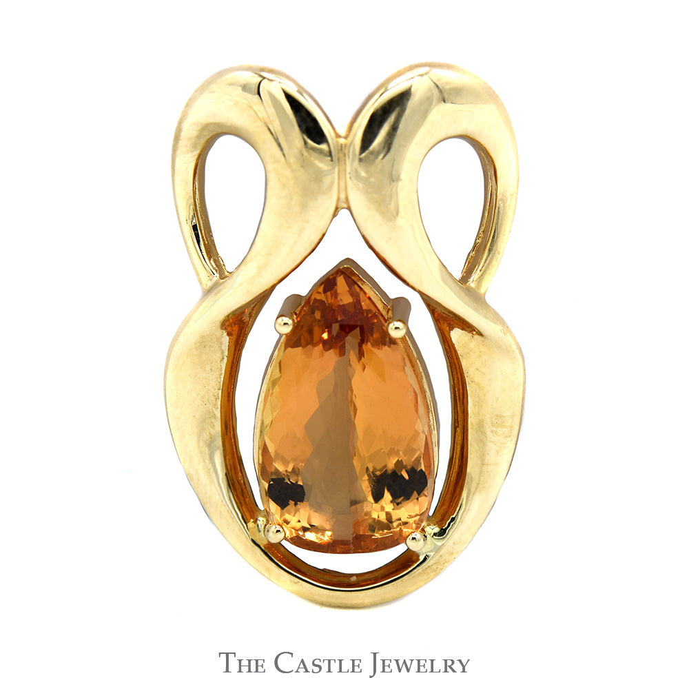 Delicate Halo Round Cut Citrine Pendant Vintage Rose Gold 