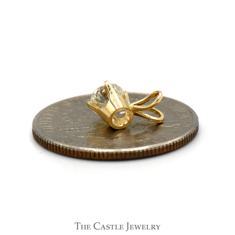 .55ct Round Diamond Solitaire Pendant in 14k Yellow Gold Four Prong Mounting