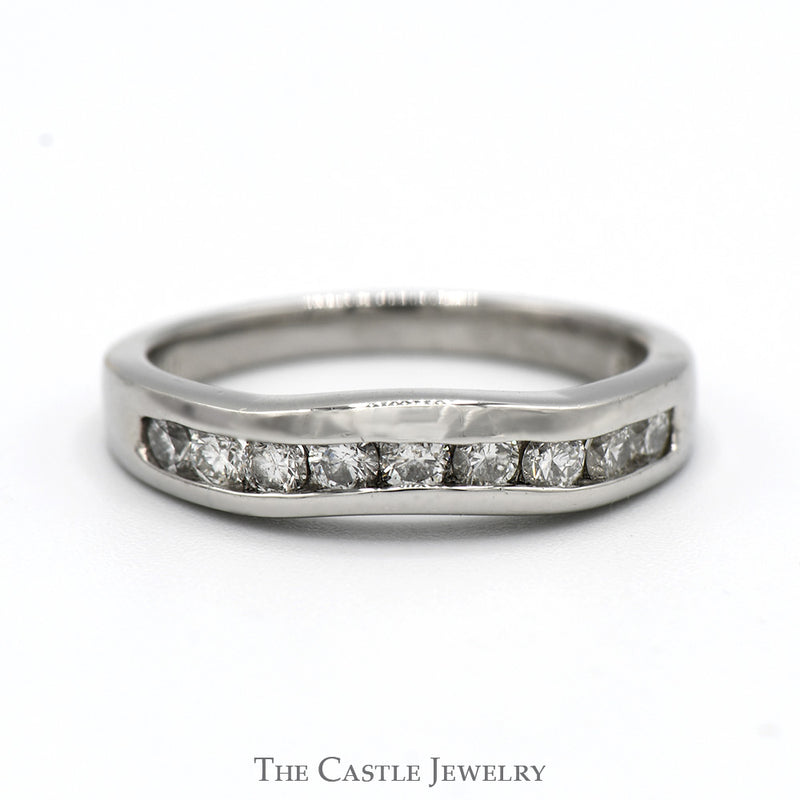 1/2cttw Curved Channel Set Diamond Wedding Band in Platinum
