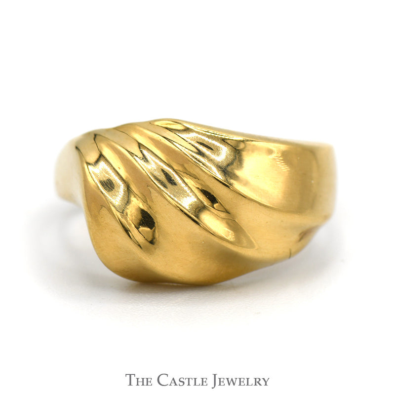 Swirled Ridged Dome Ring in 18k Yellow Gold