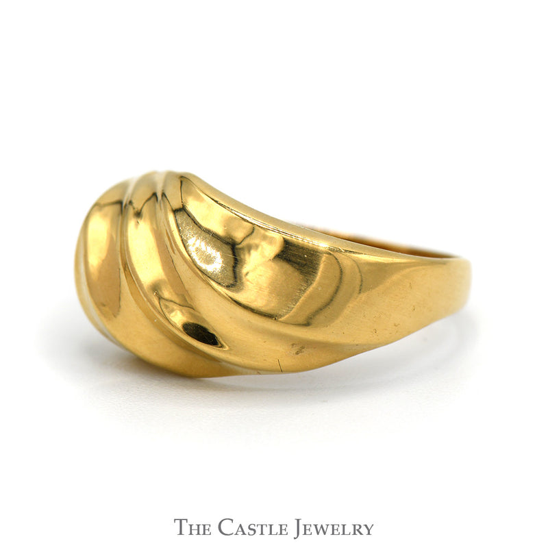 Swirled Ridged Dome Ring in 18k Yellow Gold