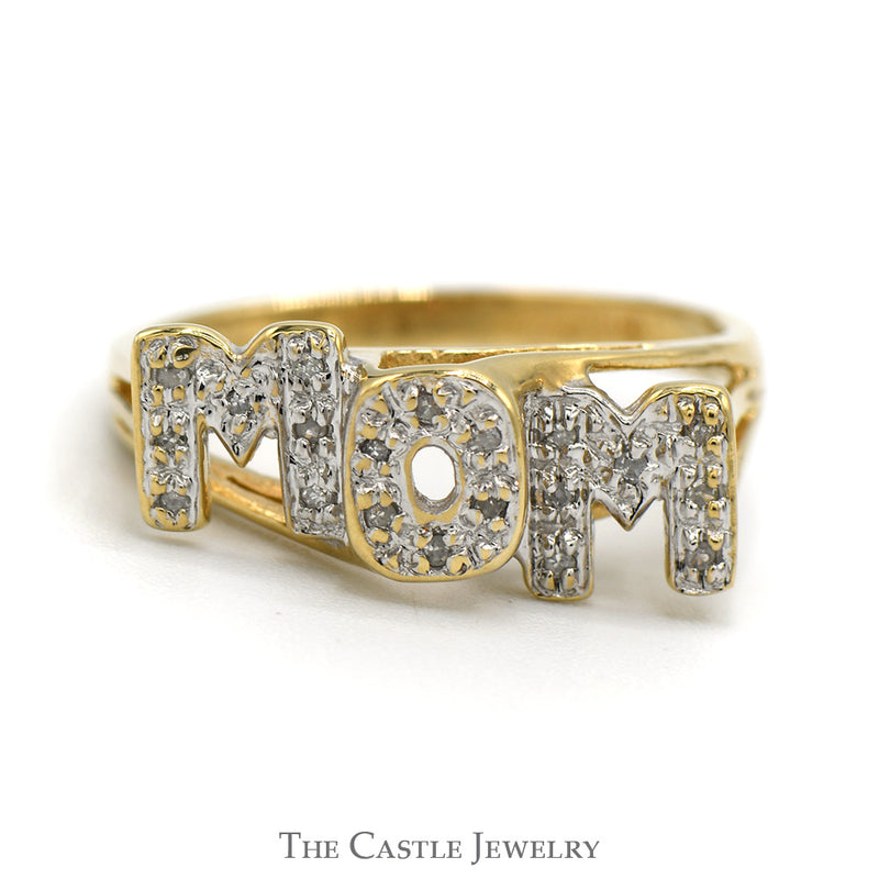 Diamond "MOM" Ring With .10 CTTW Diamonds In 10 KT Yellow Gold