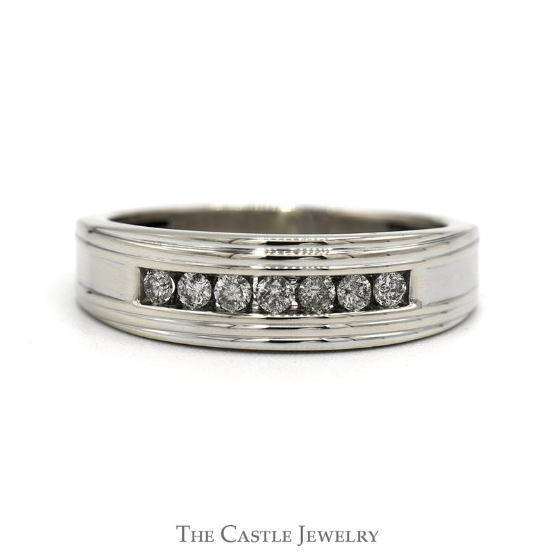 Men's 1/4cttw Nick Set Diamond Wedding Band in 10k White Gold