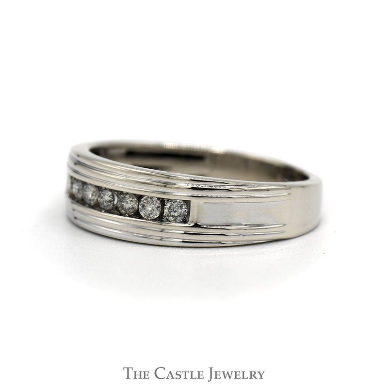 Men's 1/4cttw Nick Set Diamond Wedding Band in 10k White Gold
