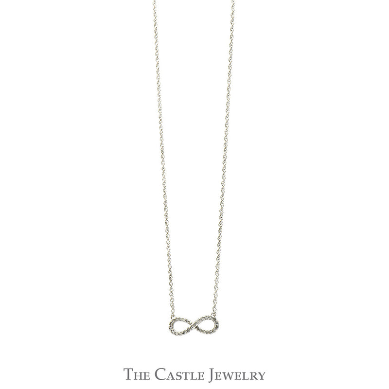 18 Inch .13cttw Diamond Infinity Necklace in 14k White Gold