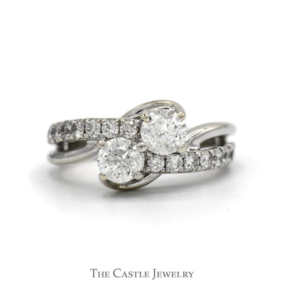 2cttw Ever Us Double Diamond Bypass Designer Ring with Accented Sides in 14k White Gold