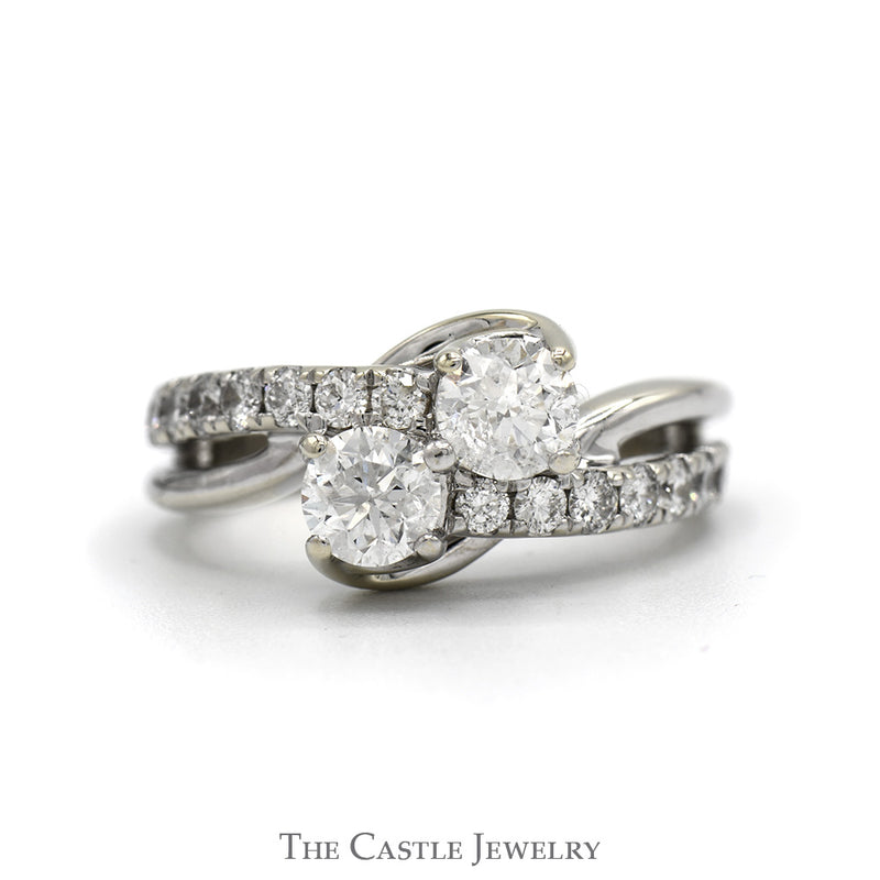 2cttw Ever Us Double Diamond Bypass Designer Ring with Accented Sides in 14k White Gold