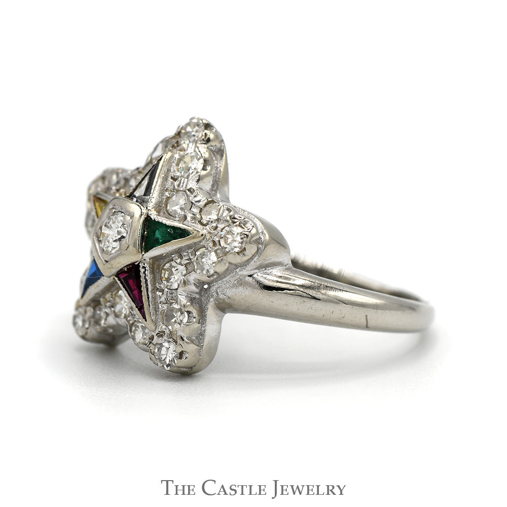 1/2cttw Diamond Eastern Star Ring in 14k White Gold – The Castle