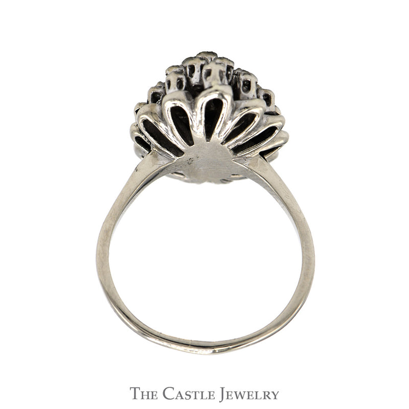 1/2cttw Marquise Shaped Starburst Diamond Cluster Ring in 14k White Gold