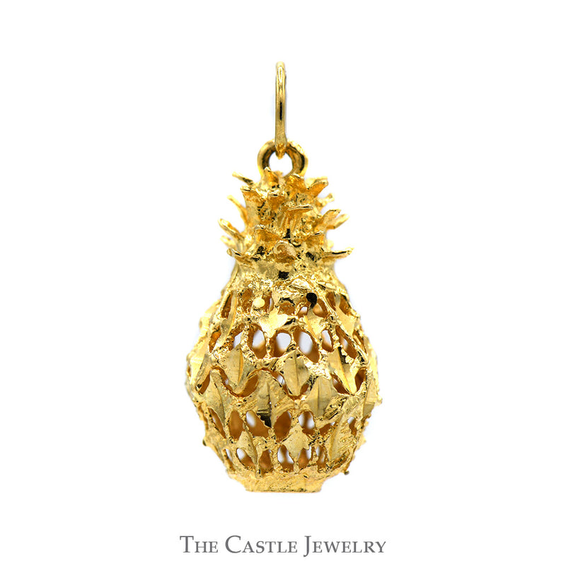 14k Yellow Gold Open Hollow Pineapple Pendant