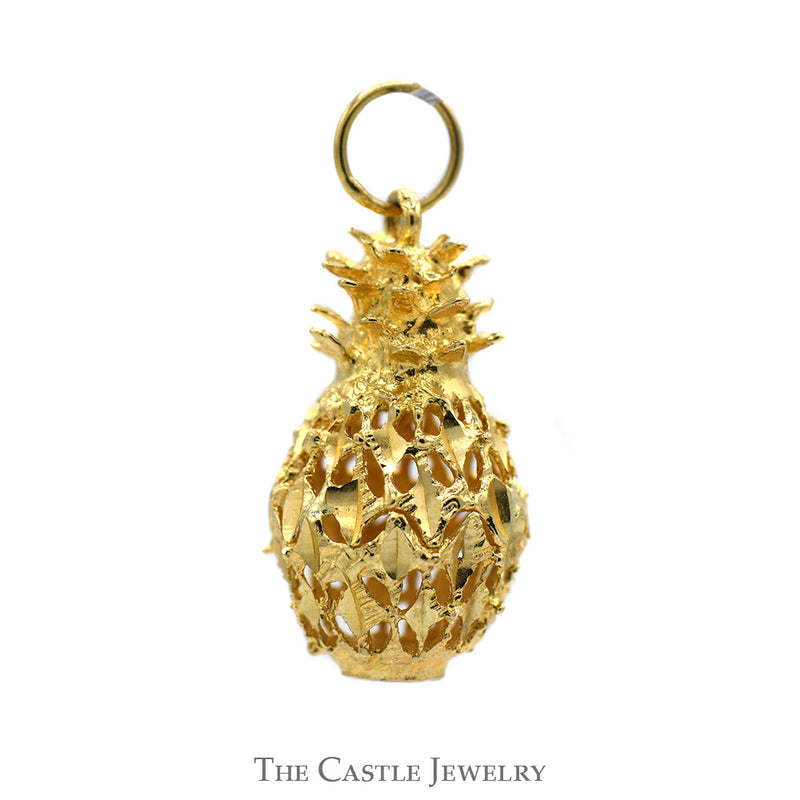 14k Yellow Gold Open Hollow Pineapple Pendant