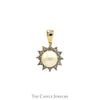 Round White Pearl Pendant with Illusion Set Diamond Halo in 10k Yellow Gold
