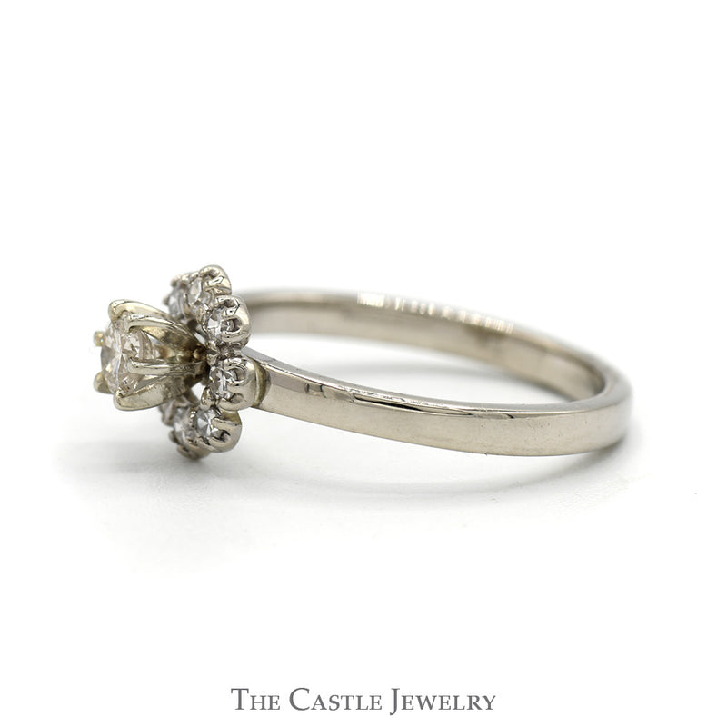Flower Shaped Diamond Cluster Ring in 14k White Gold