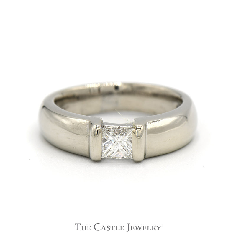 1/2ct Tension Set Princess Cut Diamond Solitaire in Polished 14k White Gold