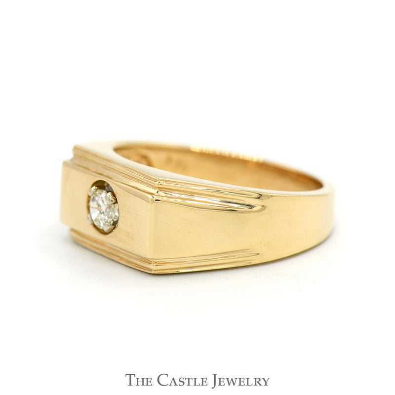 1/4ct Round Diamond Solitaire Men's Ring in 14k Yellow Gold