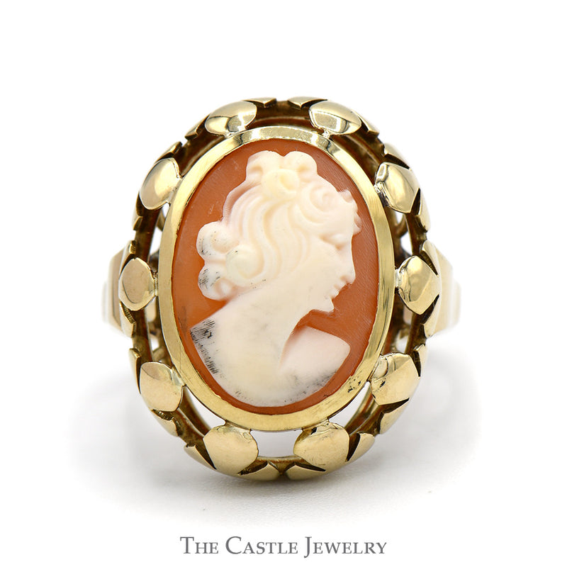 Oval Cameo Ring with Open Bezel in 14k Yellow Gold