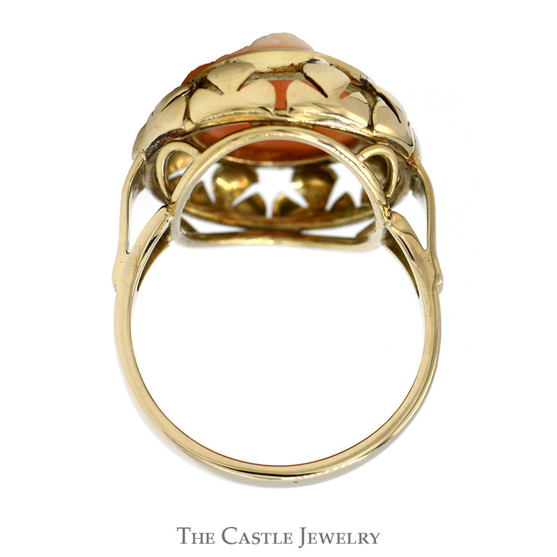 Oval Cameo Ring with Open Bezel in 14k Yellow Gold