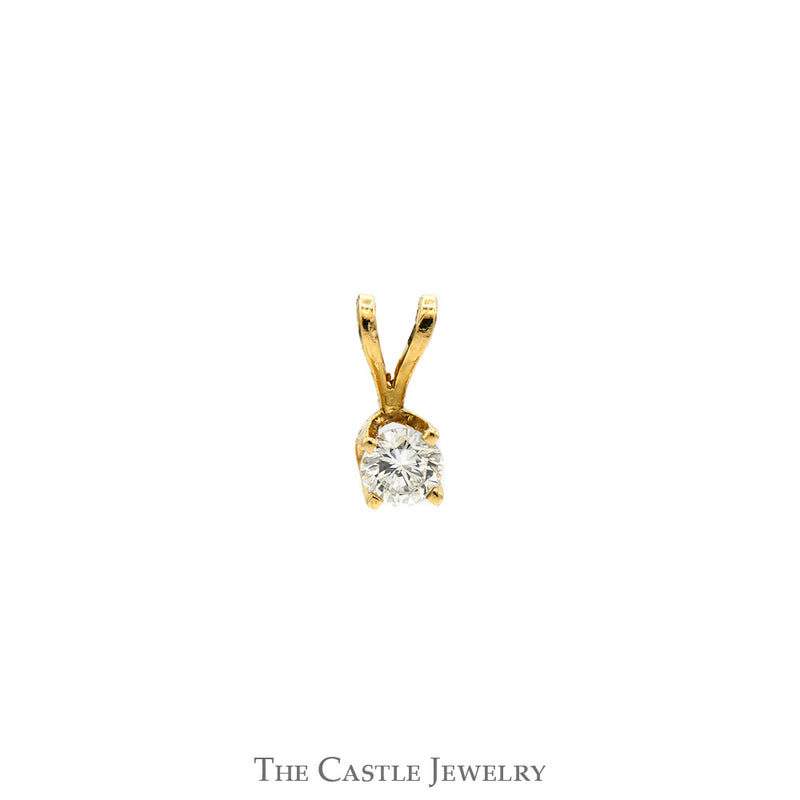 .15ct Round Diamond Solitaire Pendant with Split Bail in 10k Yellow Gold 4 Prong Mounting
