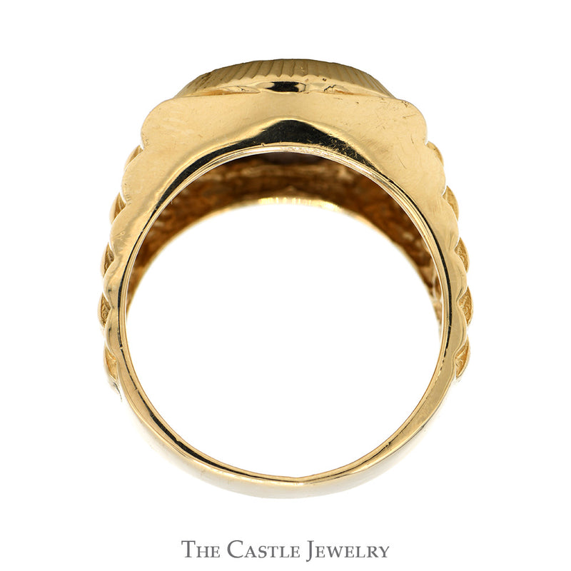 1cttw Round Shaped 7 Diamond Cluster Ring with Rolex Inspired Bezel and Sides