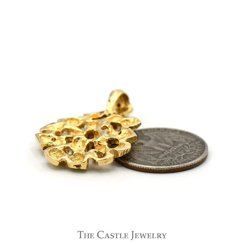 1/3cttw Diamond Accented Nugget Style Pendant in 14k Yellow Gold
