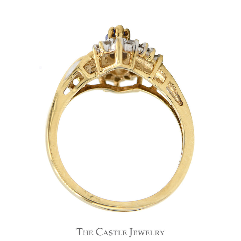 Marquise Cut Tanzanite Ring with Diamond Accents in 10k Yellow Gold