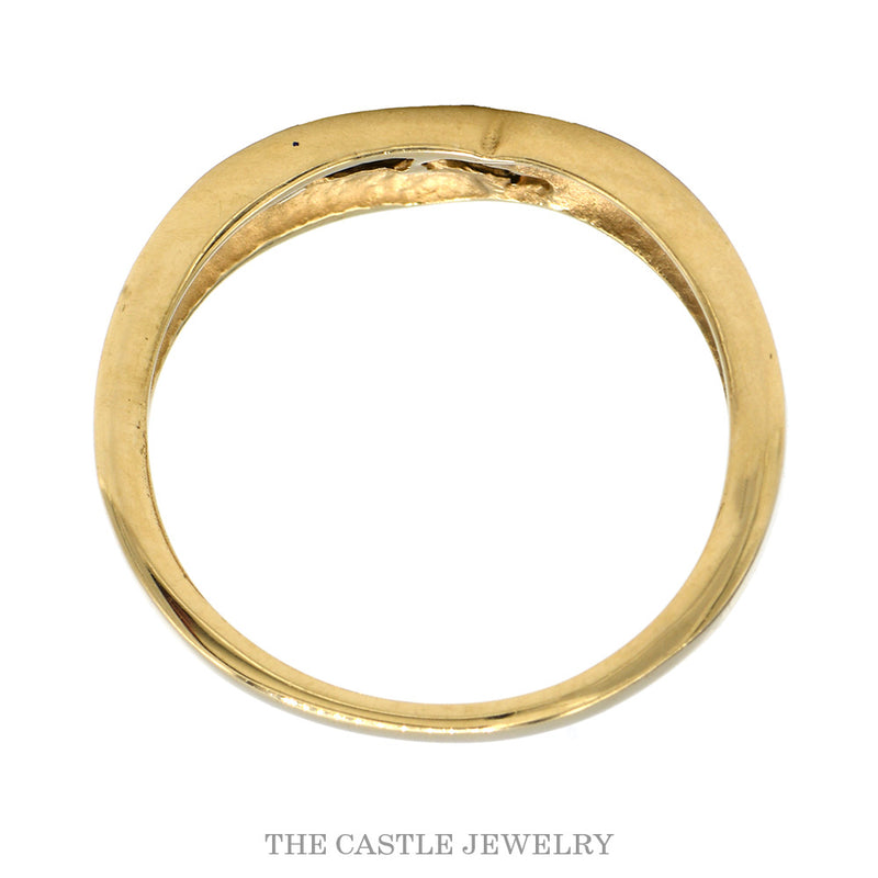 Front-facing view of the 10k yellow gold wishbone band